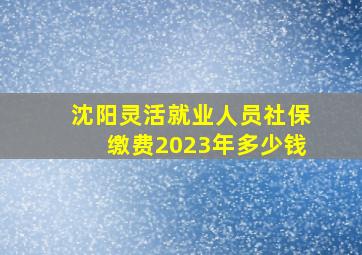 沈阳灵活就业人员社保缴费2023年多少钱