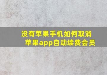 没有苹果手机如何取消苹果app自动续费会员