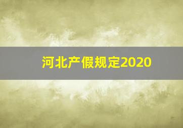 河北产假规定2020