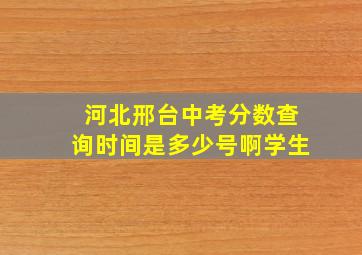 河北邢台中考分数查询时间是多少号啊学生