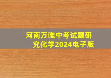 河南万唯中考试题研究化学2024电子版