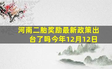 河南二胎奖励最新政策出台了吗今年12月12日