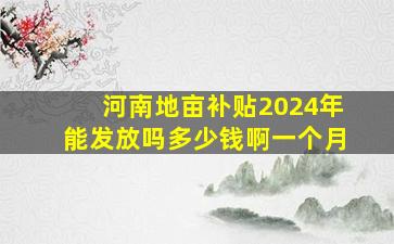 河南地亩补贴2024年能发放吗多少钱啊一个月