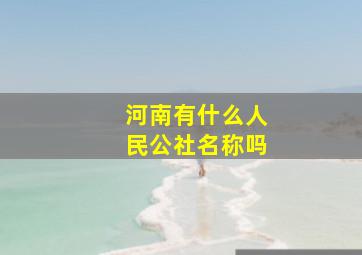 河南有什么人民公社名称吗