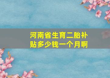 河南省生育二胎补贴多少钱一个月啊