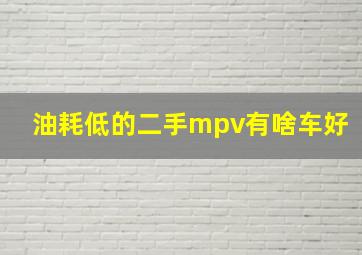 油耗低的二手mpv有啥车好