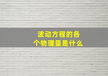 波动方程的各个物理量是什么