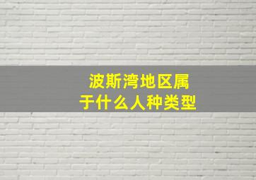 波斯湾地区属于什么人种类型