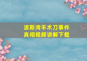 波斯湾手术刀事件真相视频讲解下载