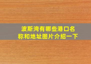 波斯湾有哪些港口名称和地址图片介绍一下