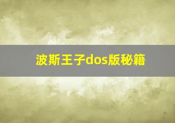 波斯王子dos版秘籍