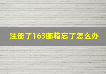 注册了163邮箱忘了怎么办