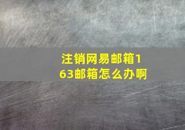 注销网易邮箱163邮箱怎么办啊