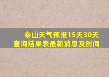 泰山天气预报15天30天查询结果表最新消息及时间