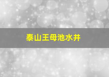 泰山王母池水井