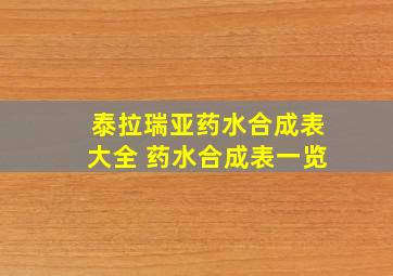 泰拉瑞亚药水合成表大全 药水合成表一览