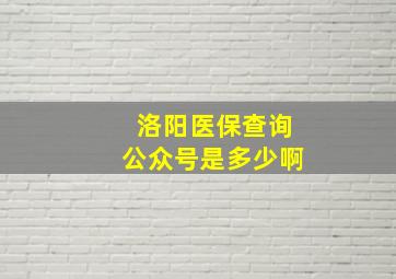 洛阳医保查询公众号是多少啊