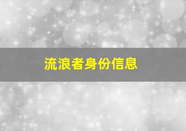 流浪者身份信息