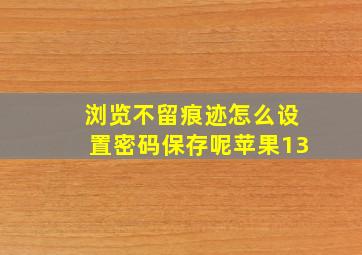 浏览不留痕迹怎么设置密码保存呢苹果13