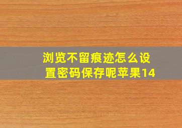 浏览不留痕迹怎么设置密码保存呢苹果14