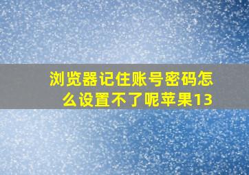 浏览器记住账号密码怎么设置不了呢苹果13