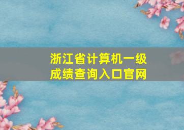 浙江省计算机一级成绩查询入口官网