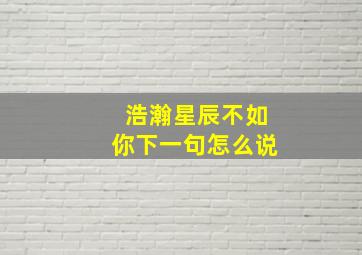 浩瀚星辰不如你下一句怎么说