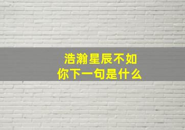 浩瀚星辰不如你下一句是什么