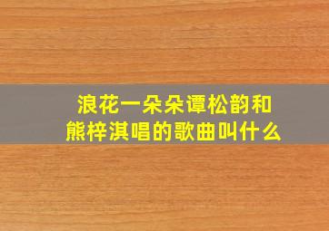 浪花一朵朵谭松韵和熊梓淇唱的歌曲叫什么