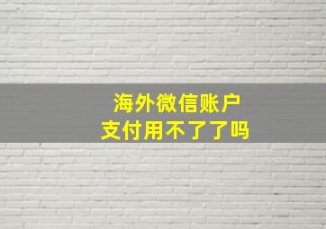 海外微信账户支付用不了了吗