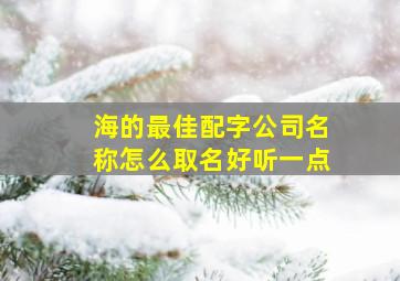 海的最佳配字公司名称怎么取名好听一点