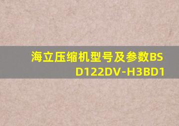 海立压缩机型号及参数BSD122DV-H3BD1