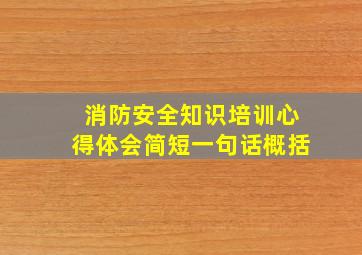 消防安全知识培训心得体会简短一句话概括