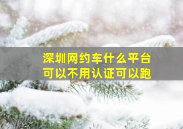 深圳网约车什么平台可以不用认证可以跑