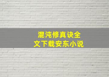 混沌修真诀全文下载安东小说