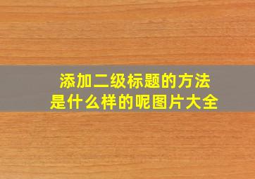 添加二级标题的方法是什么样的呢图片大全