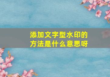 添加文字型水印的方法是什么意思呀