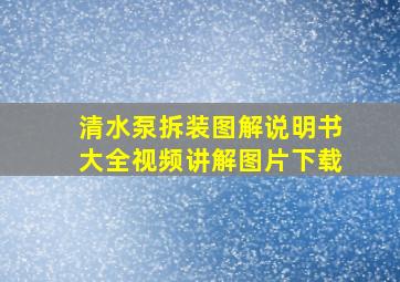 清水泵拆装图解说明书大全视频讲解图片下载