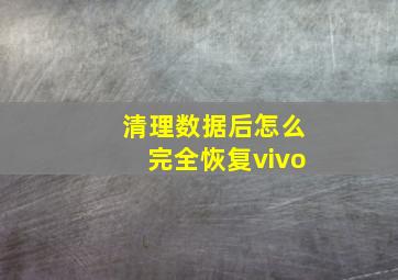 清理数据后怎么完全恢复vivo