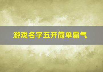 游戏名字五开简单霸气