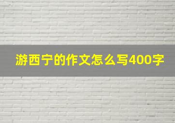 游西宁的作文怎么写400字