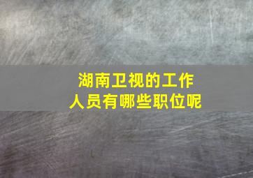 湖南卫视的工作人员有哪些职位呢