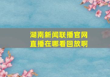 湖南新闻联播官网直播在哪看回放啊