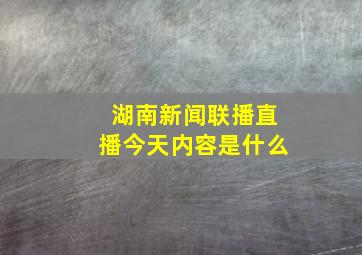 湖南新闻联播直播今天内容是什么