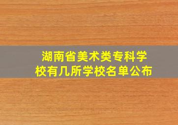 湖南省美术类专科学校有几所学校名单公布