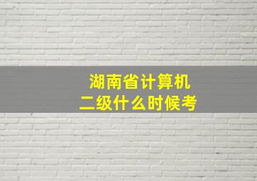 湖南省计算机二级什么时候考