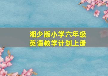 湘少版小学六年级英语教学计划上册