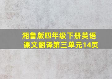 湘鲁版四年级下册英语课文翻译第三单元14页