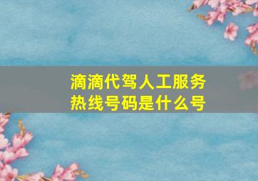 滴滴代驾人工服务热线号码是什么号