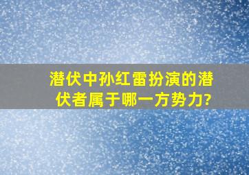 潜伏中孙红雷扮演的潜伏者属于哪一方势力?